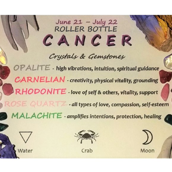 ♋ CANCER Zodiac Gift Set ♋ Roller Bottle + Pocket Crystals + Loose Incense Blend - Picture 3 of 6